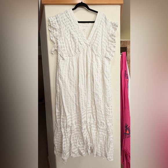 Anthropologie White V-Neck Dress size XL - Picture 9 of 10